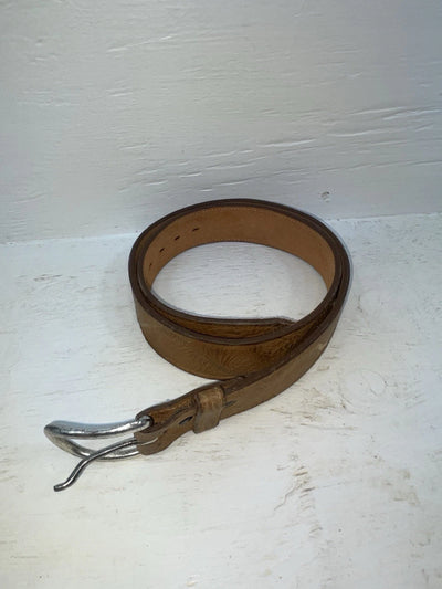 New Brown Genuine Leather Stitched 34” Belt #6988/23 Z-118