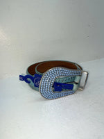 New Blue Genuine Leather 3D Belt Co. Blue Bling 30” Belt #677 Z-58