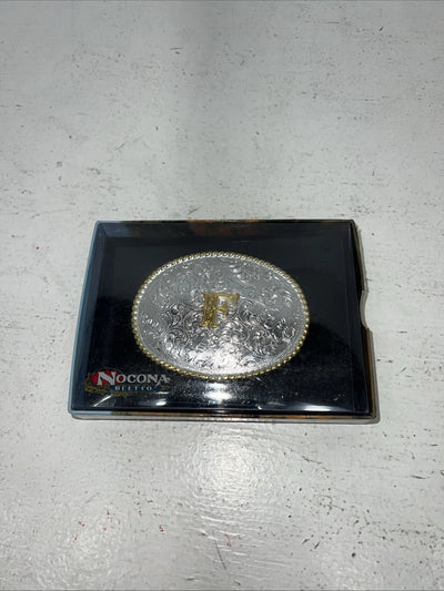 New Women’s Nocona Gold Silver “F” Belt Buckle. 37572-F A-116
