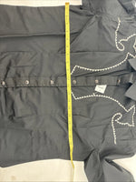 New Women’s White Horse Black Design Long Sleeve Pearl Snap XL II-43