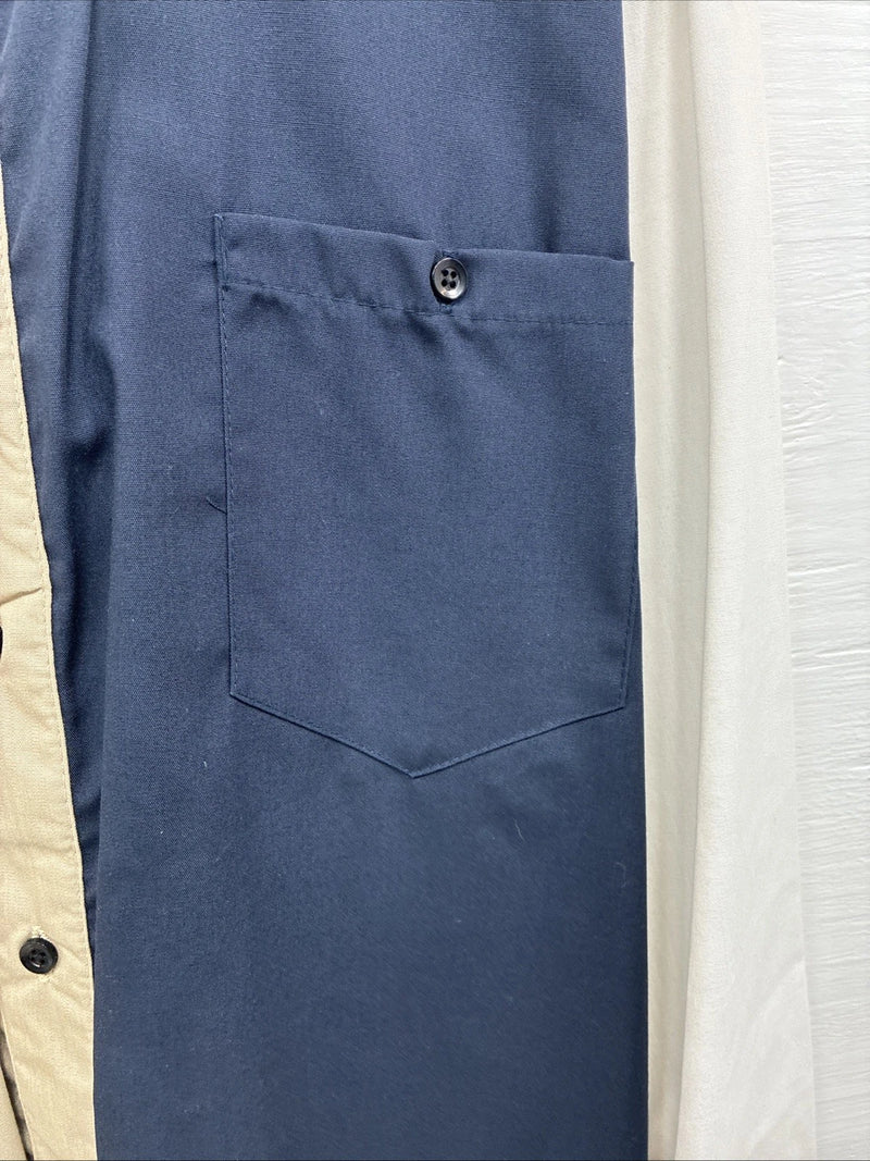 New Men’s Cowboy Threads Tan Blue Long Sleeve Button Up Large AA-21