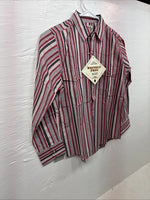 New Kids ELY Classic Red Stripe Long Sleeve Pearl Snap Medium CC-80