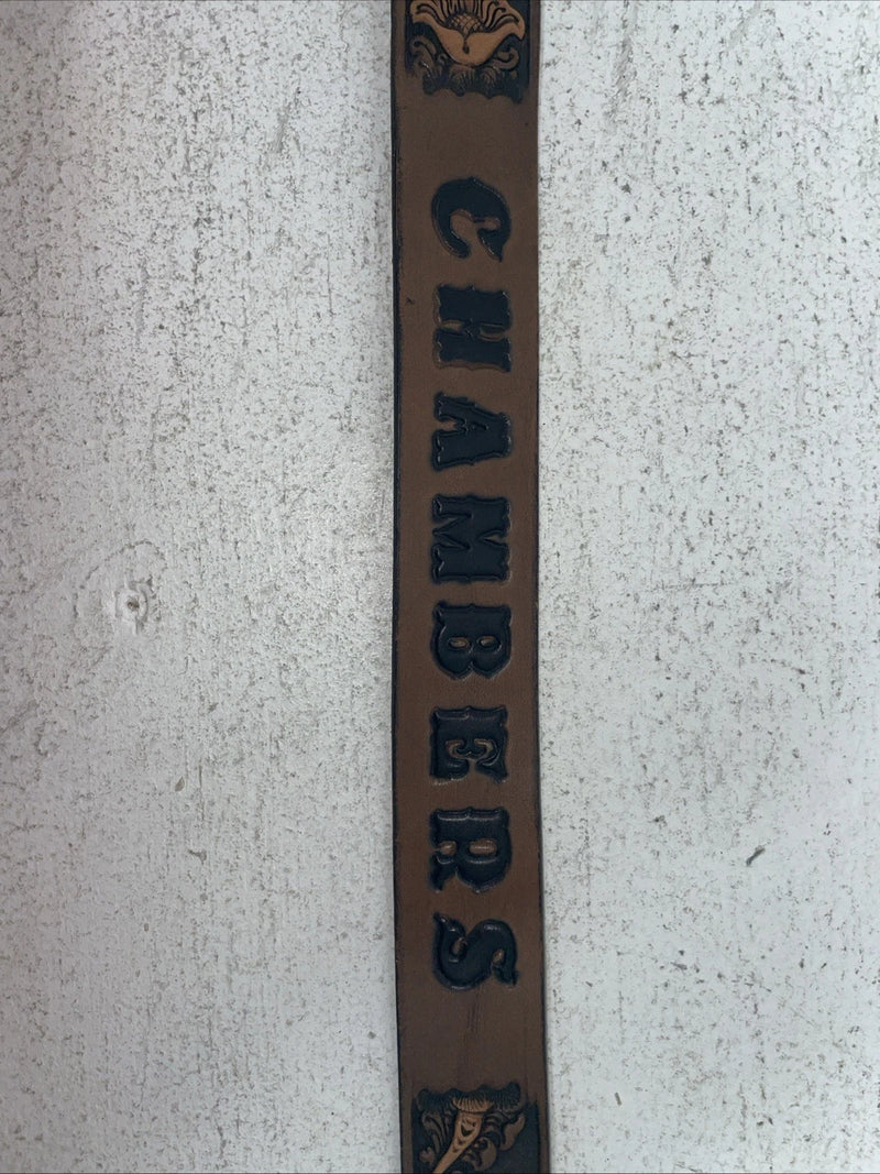 New Brown Genuine Leather Chambers Eagle Tooled 34” Belt #6412-13 Z-22