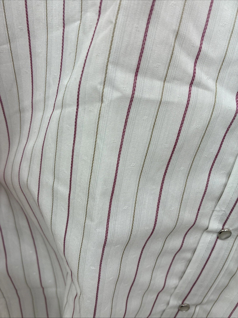 New Men’s Mesquite White Stripe Long Sleeve Pearl Snap 16 Large CC-62