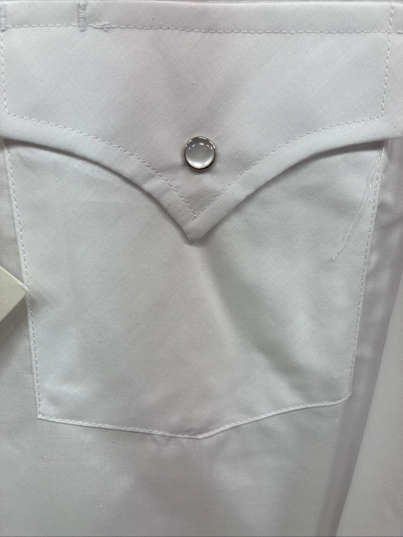 New Men’s ELY Cattleman White Western Long Sleeve Pearl Snap 16 X 35 Large T-62
