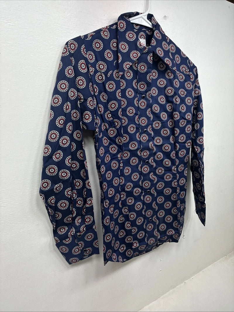 New Women’s Tem Tex Blue design Long Sleeve Pearl Snap Size 32 KK-51