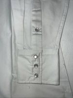 New Men’s White Blue Cumberland Outfitters Pearl Snap Long Sleeve Medium I-54