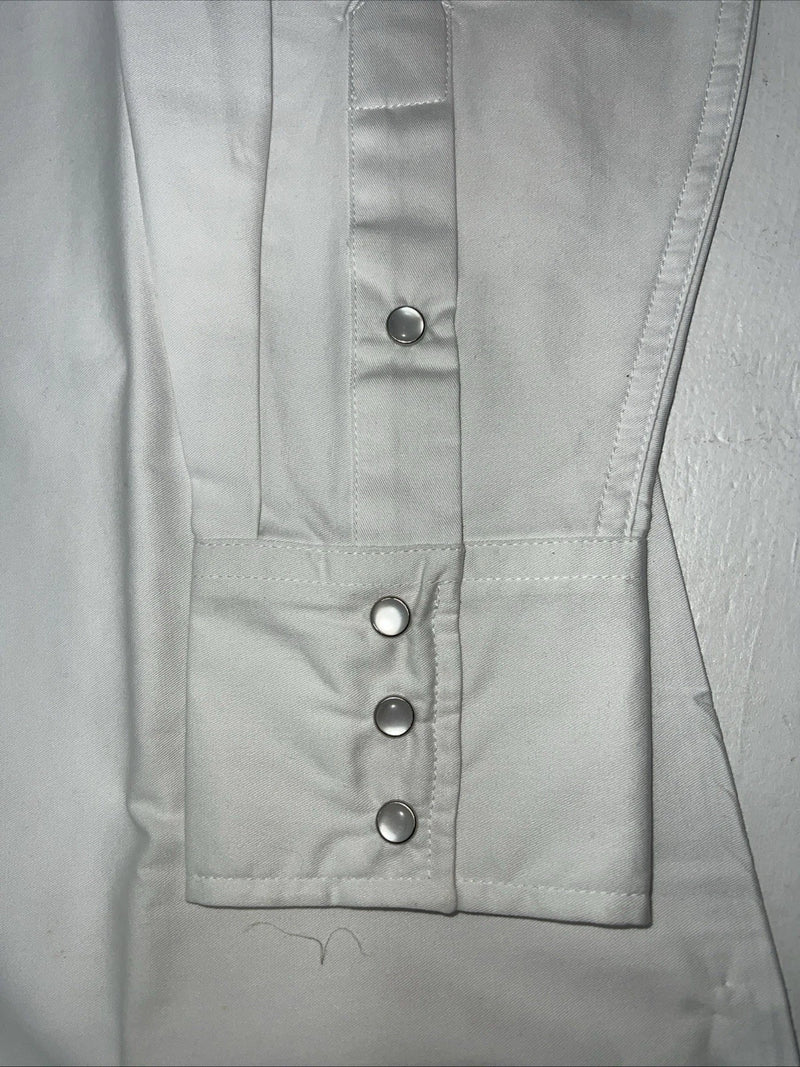 New Men’s White Blue Cumberland Outfitters Pearl Snap Long Sleeve Medium I-54