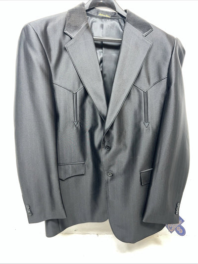 New Men’s Black Circle S Long Suit Coat 46L #CC5091 WW-58