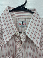 New Men’s Tem Tex Pink White Stripe Long Sleeve Pearl Snap 16 X 33 Large M-25
