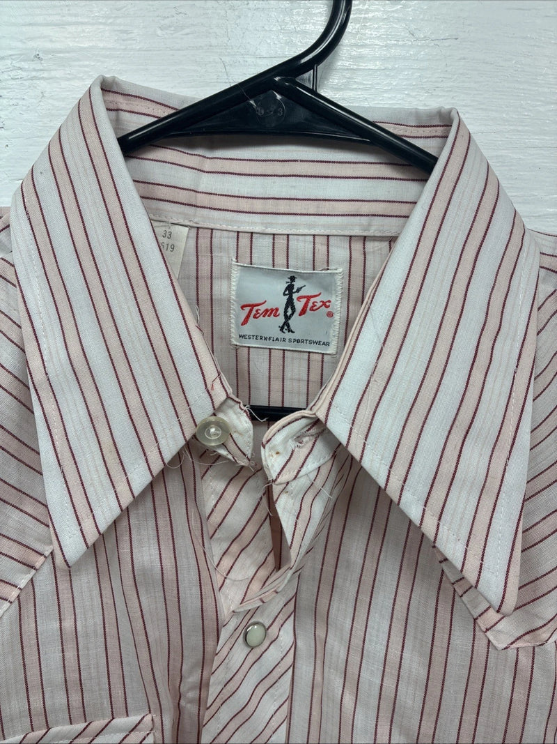 New Men’s Tem Tex Pink White Stripe Long Sleeve Pearl Snap 16 X 33 Large M-25