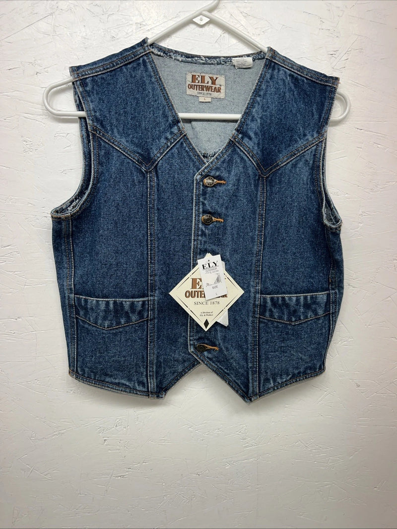 New ELY Outerwear Children’s Denim Button Up Tank Large #141104 3C-52