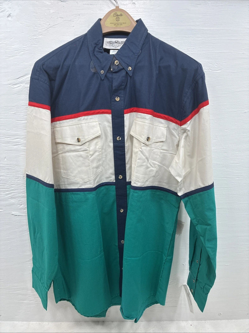 New Men’s San Angelo Multicolor Long Sleeve Button Up Large CC-35