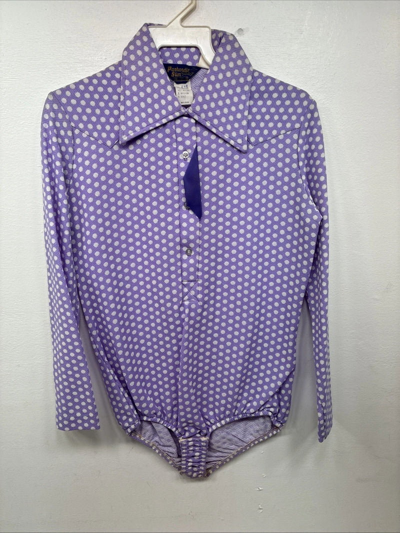 Me Women’s Panhandle Slim Purple Body Suit Long Sleeve Button Up Size 42 LL-43
