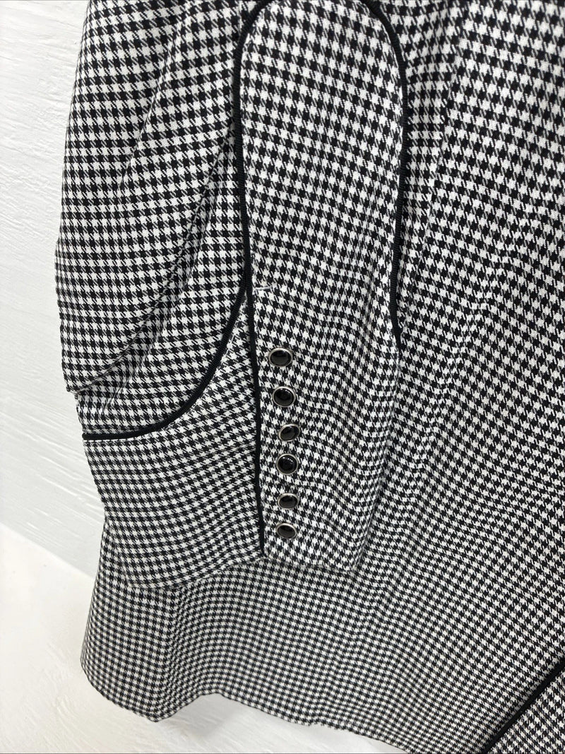 New Men’s White Horse Black White Checker Long Sleeve Pearl Snap 2XL F-102