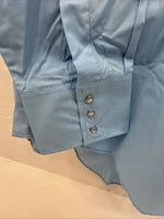 New Men’s ELY Cattleman Simple Blue Long Sleeve Pearl Snap 18 X 35 2XL R-9