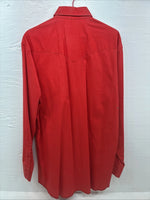 New Mans Wrangler Red Long Sleeve Button Up 16.5 X 34 Large AA-41