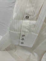 New Men’s Mesquite Off White Stripe Long Sleeve Pearl Snap 2XL H-44