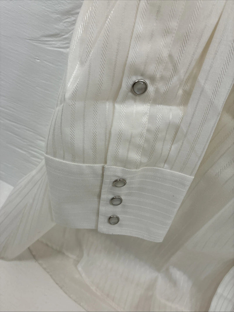 New Men’s Mesquite Off White Stripe Long Sleeve Pearl Snap 2XL H-44