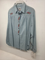 New Women’s Pointer Wear Blue Design Long Sleeve Button Up Size 10 KK-44