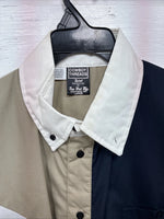 New Men’s Cowboy Threads Tan Blue Long Sleeve Button Up Large AA-21