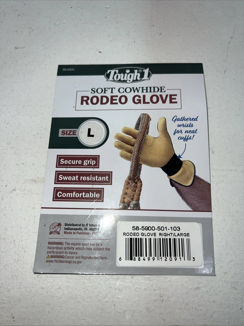 New Tough 1 Soft Cowhide Rodeo Bull Riding Glove Large #58-5900 3C-30
