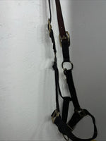 New Showman Nylon Black Halter With Genuine Leather Head Piece #6657 W-50