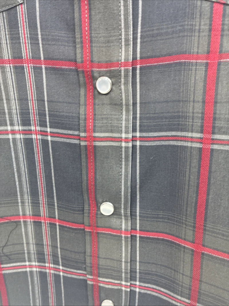 New Kids ELY Cattleman Green Red Plaid Long Sleeve Pearl Snap Medium DD-31