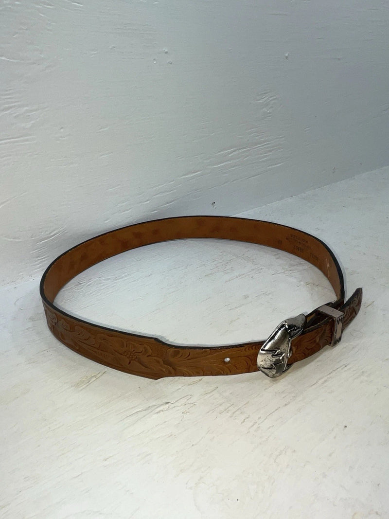 New Brown Genuine Leather Tooled 34” Belt #SR502 Z-115