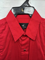 New Men’s Western Express Western Red Long Sleeve Pearl Snap Large V-50