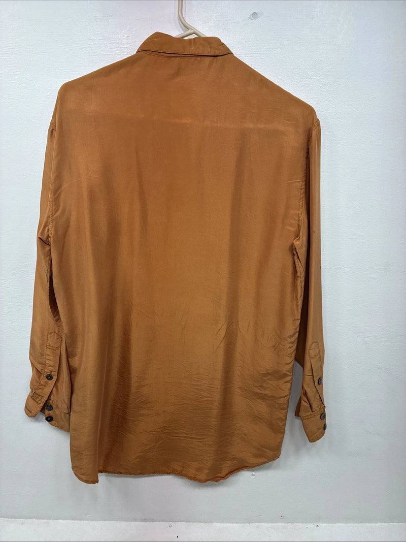 New Women’s Anne Pinkerton Orange Long Sleeve Button Up Medium KK-76