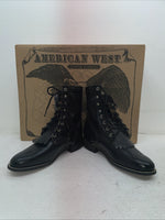 New Men’s Black Lace Up American West Cowboy Boots. 5991 9 D. 4-28