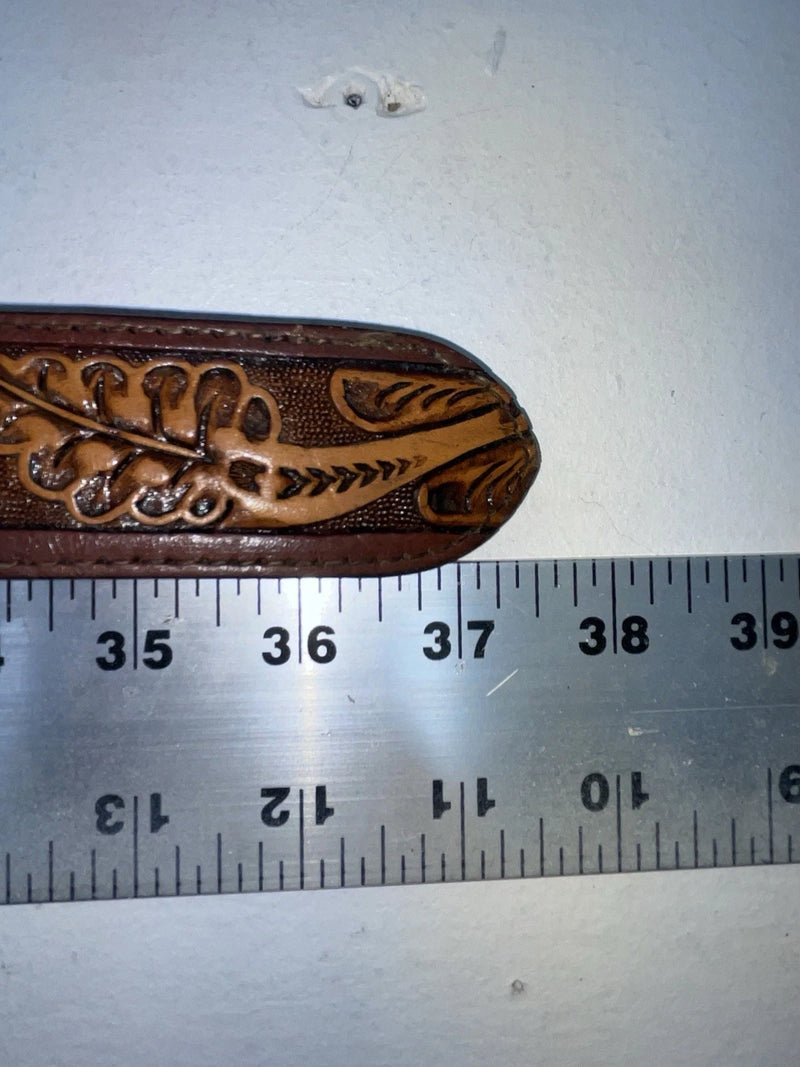 New Brown Genuine Leather Longhorn Tooled 32” Belt #82828 Z-93