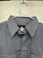 New Men’s Dickson Jenkins Blue Checkered Long Sleeve Pearl Snap 15.5 Medium K-65