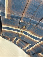 New men’s ELY 1878 Blue Flannel Long Sleeve Pearl Snap 2XL F-65