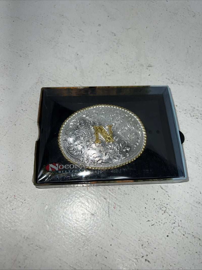 New Women’s Nocona Silver Gold “N” Belt Buckle. 37572-N A-110