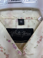 New Kids White Horse Yellow Floral Long Sleeve Pearl Snap Medium CC-110