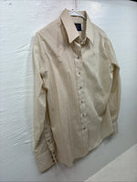 New Women’s Panhandle Slim Tan Stripe Long Sleeve Pearl Snap 16 XL DD-13 