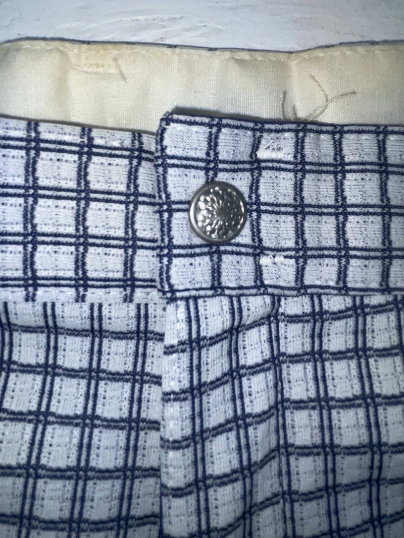 New Vintage Blue Checkered Polyester Pants #5450087 NN-153