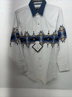 New Men’s White Cumberland Outfitters Pearl Snap Long Sleeve Shirt. Medium I-35