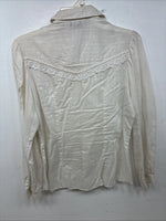 New Women’s Stage West White Pearl Long Sleeve Button Up Size Medium YY-75