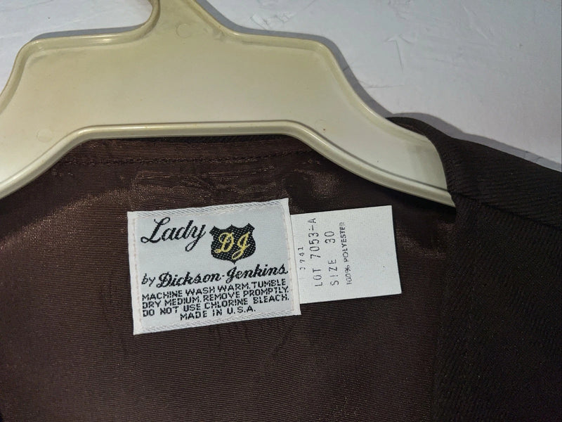 New Women’s Brown Dickson Jenkins Western Show Vest 30 #7053 E-609
