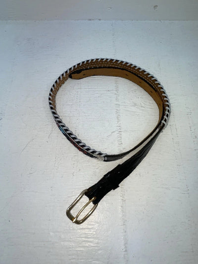 New Black Genuine Leather Beaded 28” Belt NN-34