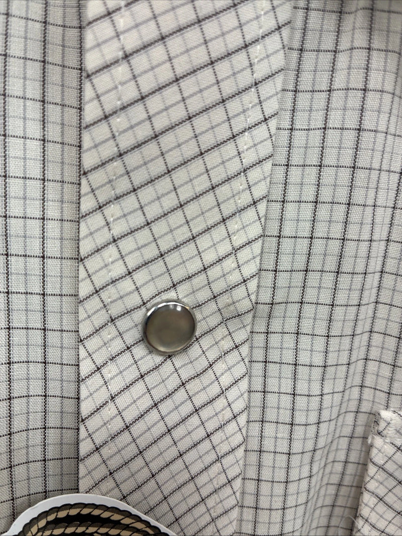 New Men’s Circle S Tan Plaid Long Sleeve Pearl Snap 15 X 34 Medium K-80