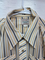 New Men’s H Bar C Yellow Black Stripe Long Sleeve Pearl Snap 17 XL O-29