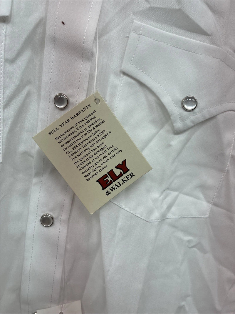 New Boys ELY Cattleman White Long Sleeve Pearl Snap Size 10 DD-80