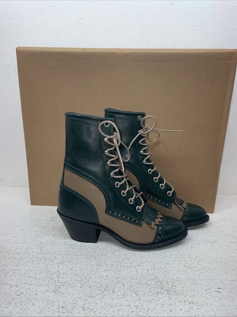 New Youth Green Lace Up Capezio Cowboy Boots. L 455 5 M. 2-169