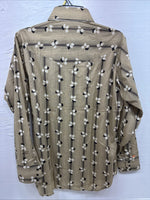 New Men’s ELY Plains Multicolor Leaf Design Long Sleeve Pearl Snap 16 Large Q-56