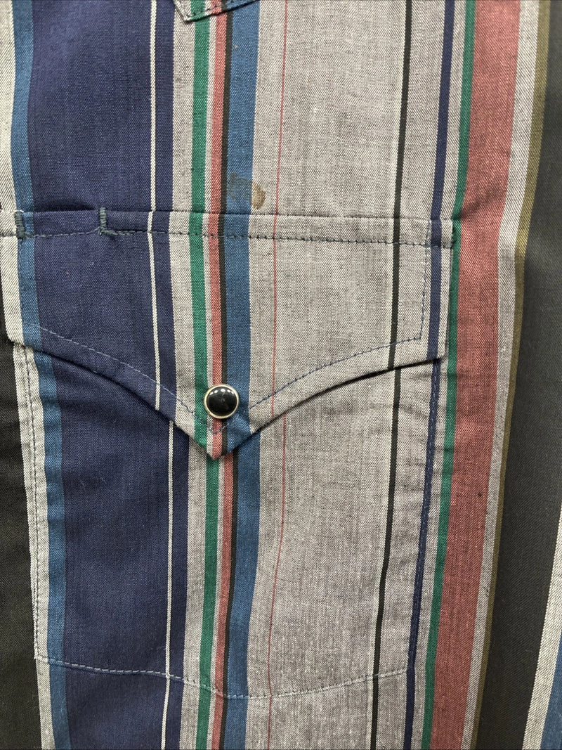 New Men’s ELY Cattleman Multicolor Stripe Long Sleeve Pearl Snap 16.5 Large T-54