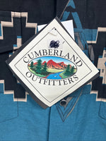 New Men’s Cumberland Blue Black Long Sleeve Pearl Snap Large X-2